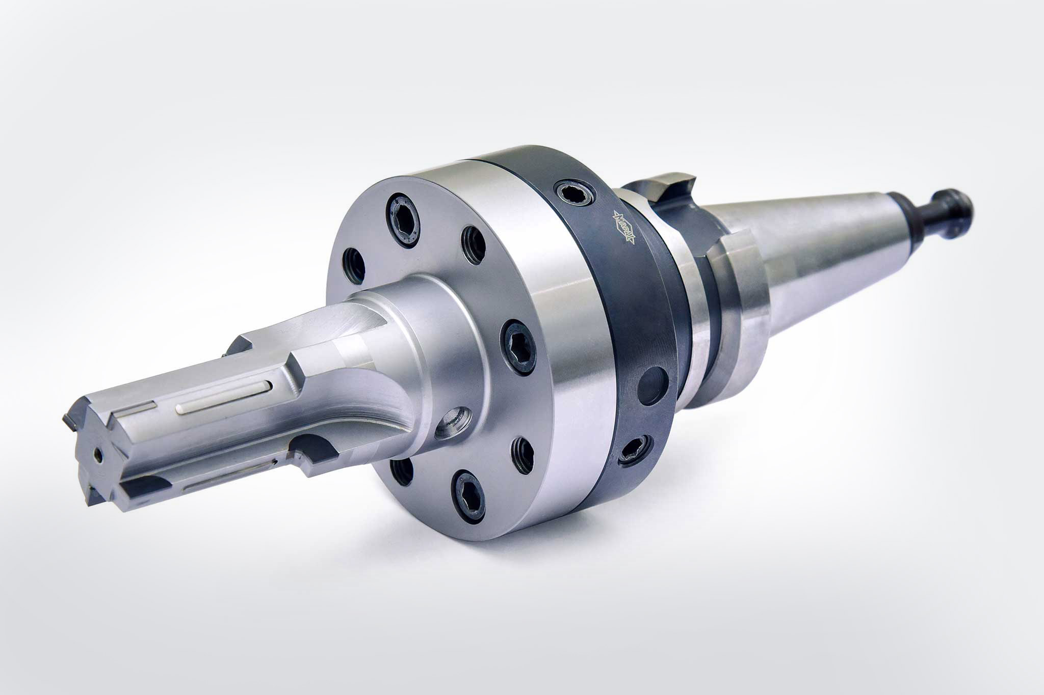 A horizontal PCD tool with machine mounting.