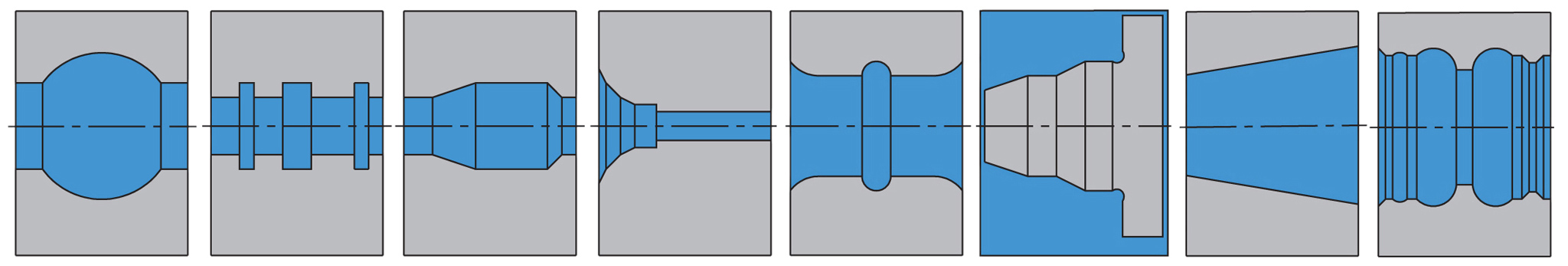 A selection of contours that can be created with MAPAL TOOLTRONIC.