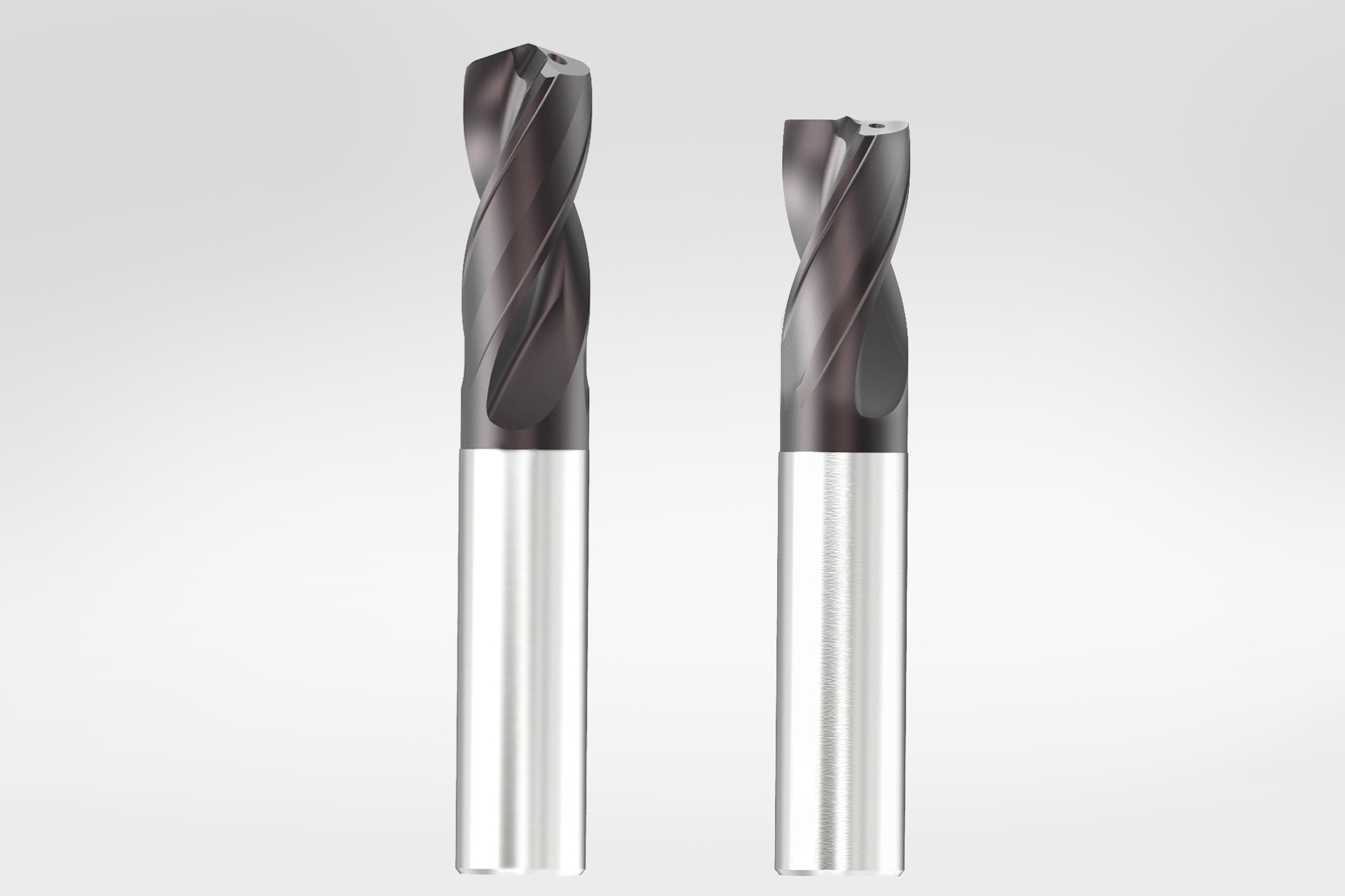 Two versions of the Rockbit-Drill from MAPAL for mining tools.