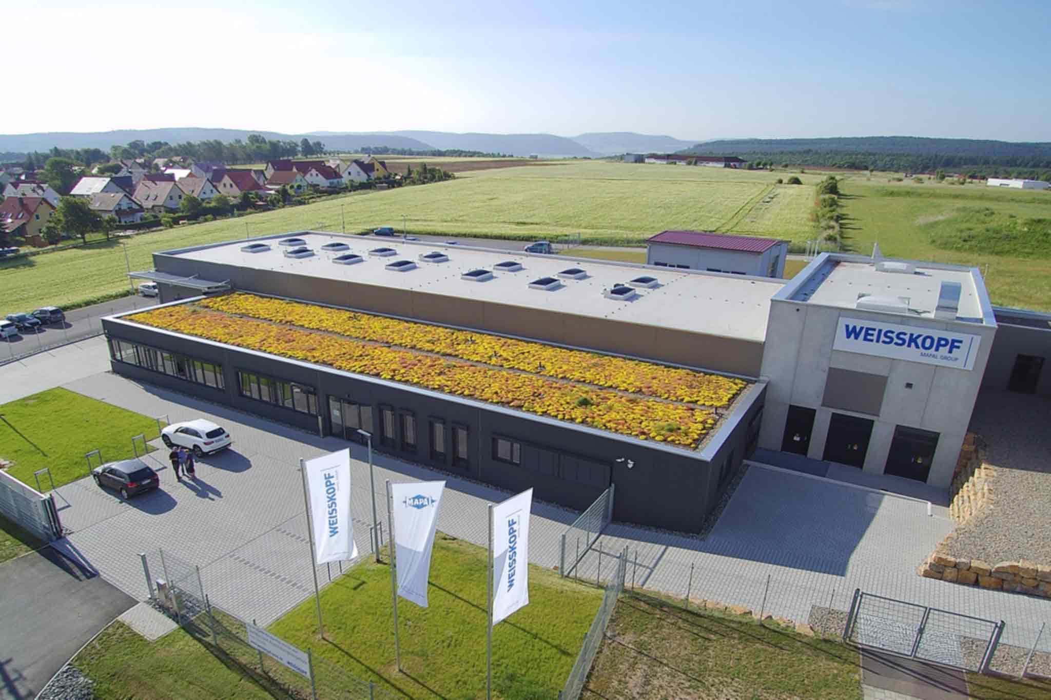 View of the WEISSKOPF company building from above.
