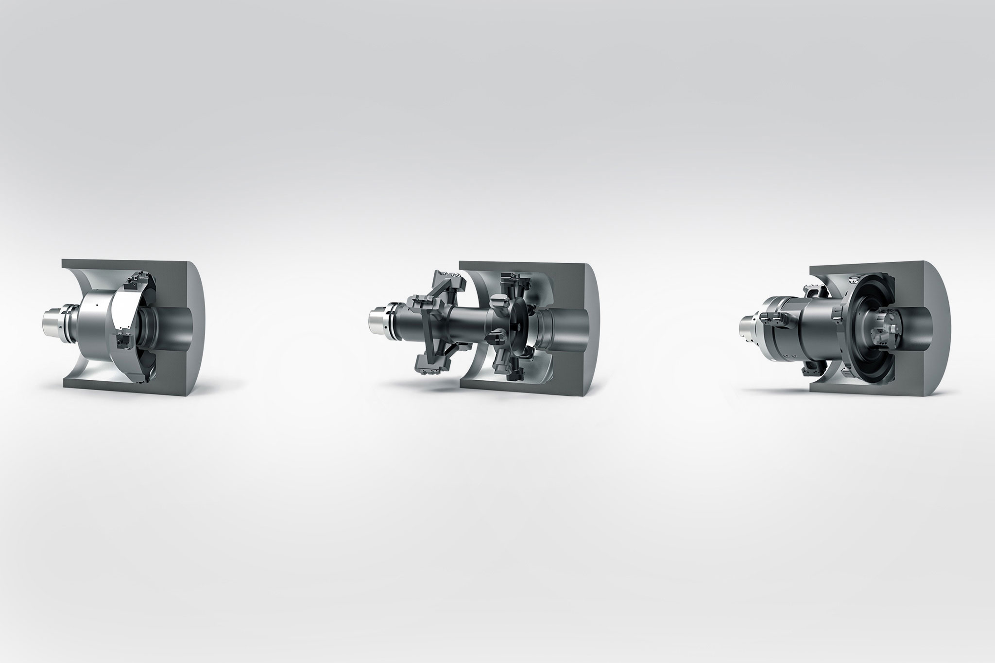 Three machining steps (pre-machining, semi-finishing and fine machining) are shown with tool and part.