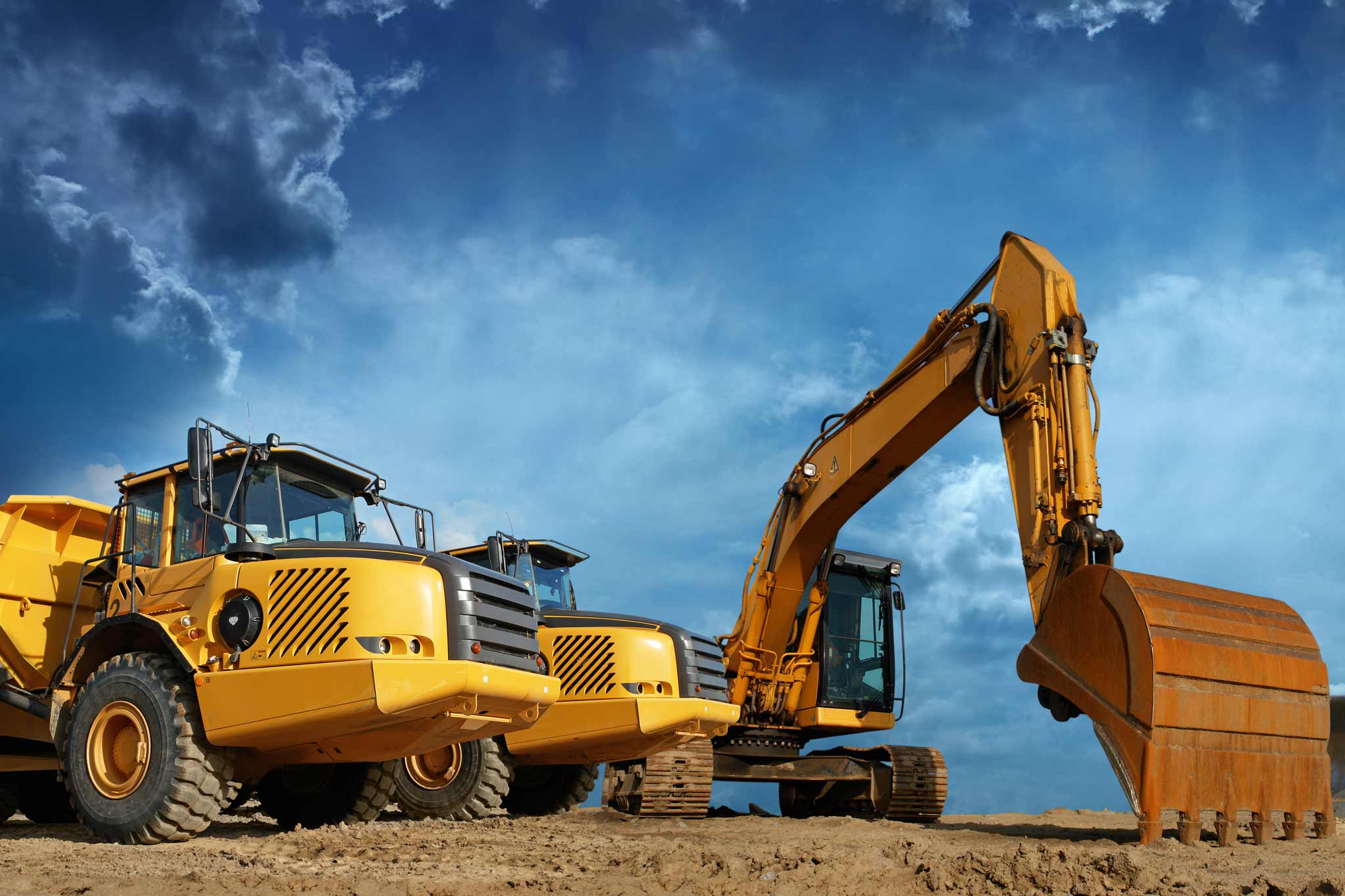Various construction machines.