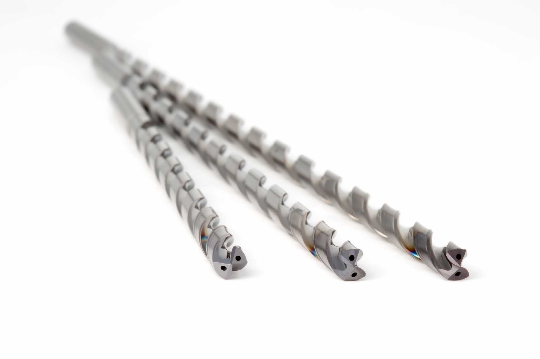 The picture shows three models of the MEGA-Deep-Drill-Steel in different lengths.
