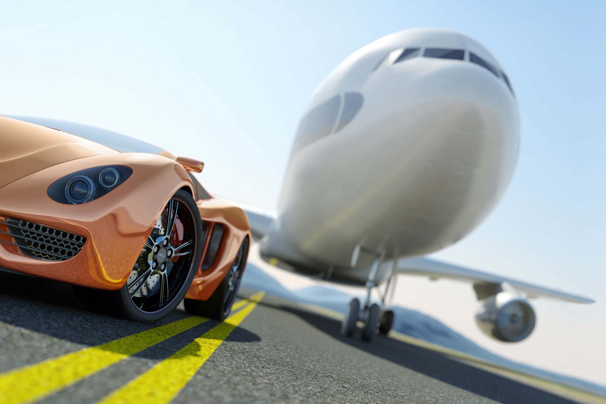 The picture shows an aeroplane and a sports car as representatives of important titanium application sectors.