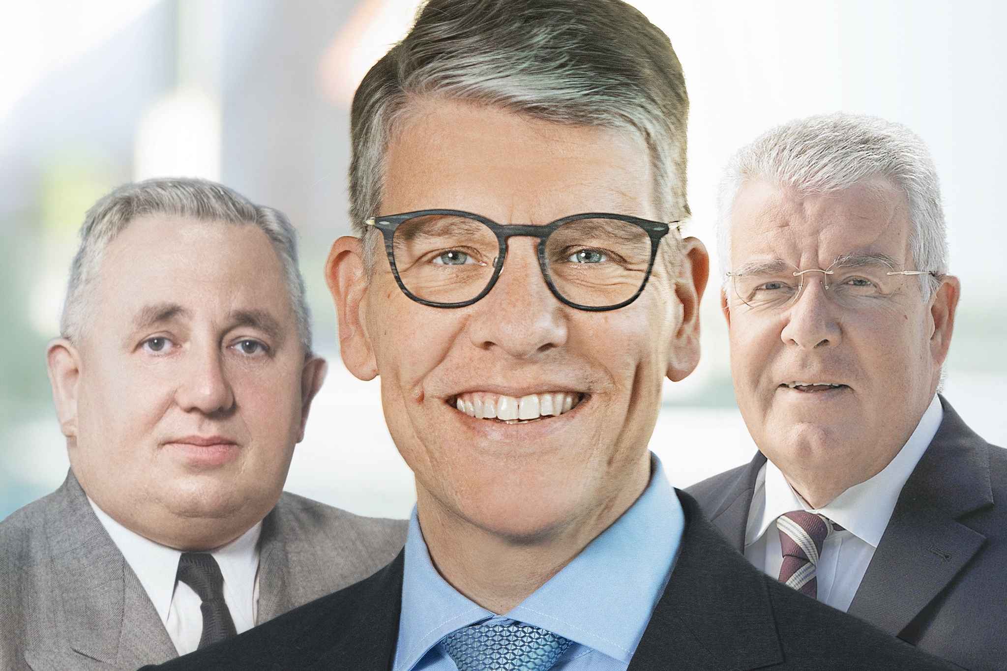 Drei Generationen der Familie Kress - links Dr. Georg Kress, rechts Dr. Dieter Kress, Mitte Dr. Jochen Kress.