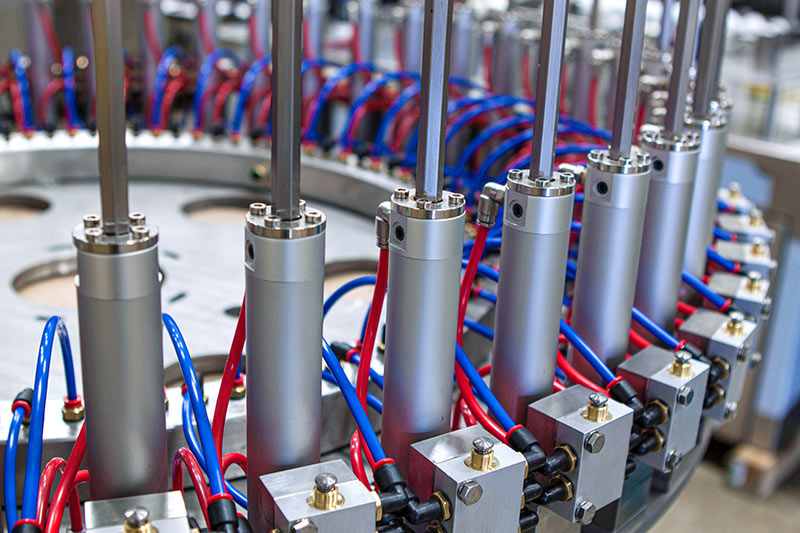 The picture shows typical components from the pneumatics sector.
