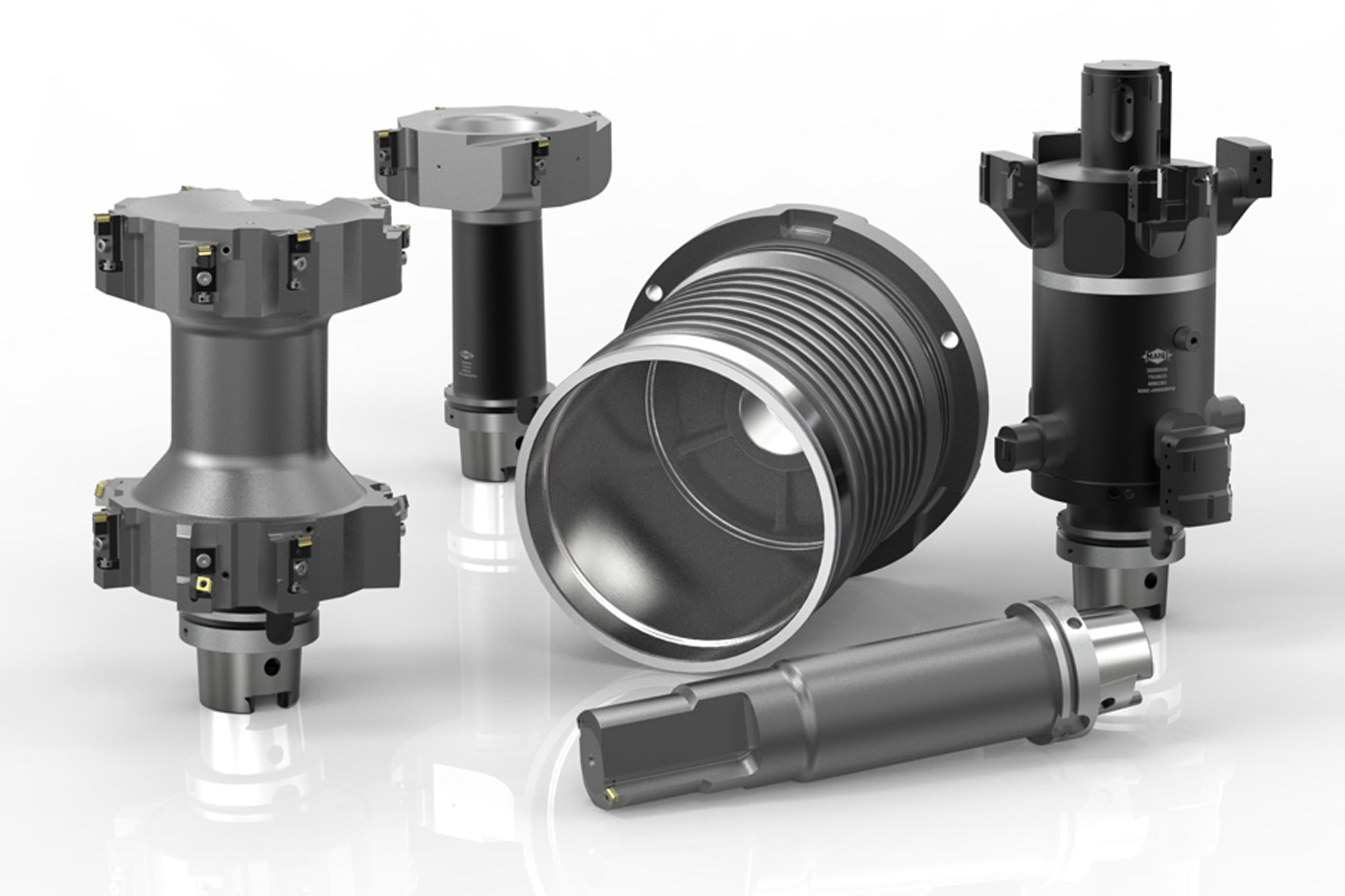 The picture shows the tools of the "Expert Solution" for machining stator housings.